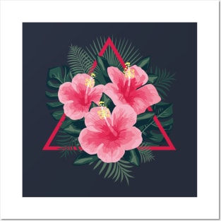 Tropical Flowers. Pink Hibiscus Posters and Art